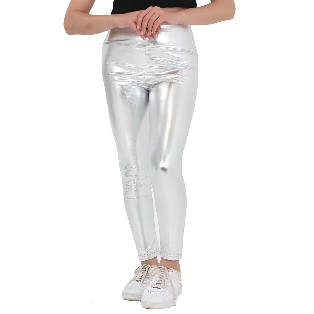 🍓$5 Pick!🍓 Erdem Kids Metallic High Waisted Sparkly Silver Leggings